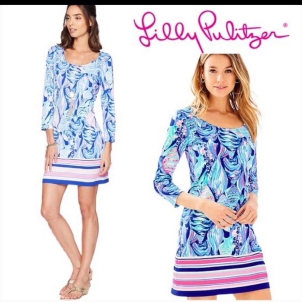 Lilly Pulitzer Beacon Tshirt Dress Twilight Blue Scale Up Engineered 24140 Sz S